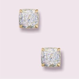 kate spade Gold and Silver Glitter Opal Square Stud Earrings NWT